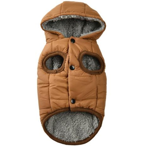 Bluza Termiczna Dla Psa Z Podszewką Z Polaru, Kurtka Dla Psa Z Kapturem, Zapinana Na Guziki, CiepłY Zimowy PłAszcz Dla SzczeniąT Dla MałYch I śRednich PsóW XS Kawowy-image
