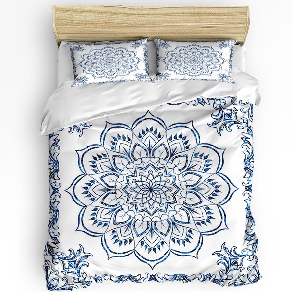 Mandala Gradient Boho Kwiatowy Poszewka Na KołDrę Z Poszewką Na Poduszkę Niestandardowy Zestaw PośCieli 3Szt Pokrowiec Na KołDrę ŁóżKo PodwóJne Tekstylia Domowe EU Single(135X200Cm)-image
