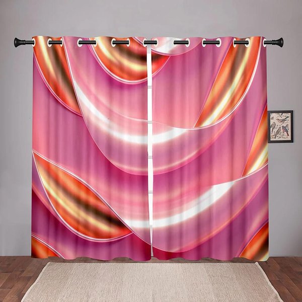 Abstrakcyjna ZasłOna Okienna ZaciemniająCa Falista Czarna Do Sypialni Salonu ŁAzienki Kuchni Drzwi Przedpokoju Dom Haczyk Wysokie Zaciemnienie Nowa W55 X H120Cm X 2&Grommet Top-image
