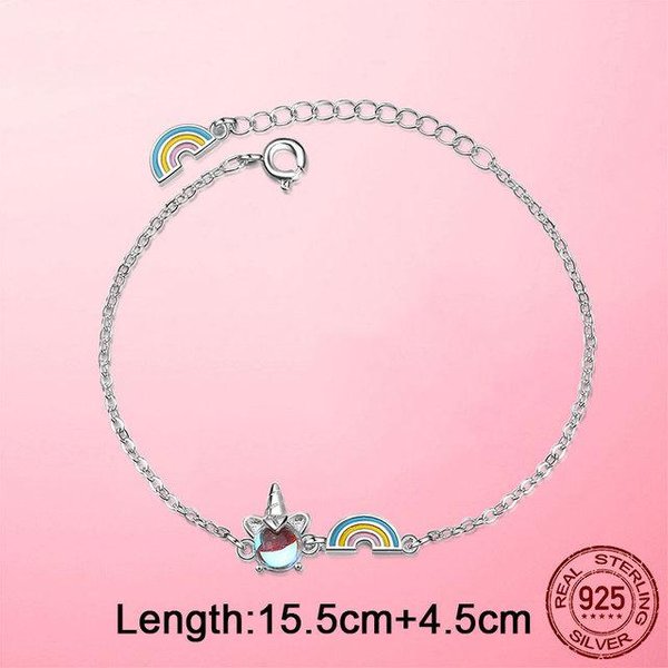 Cadena Mujer Pulsera Cadena De Eslabones De Unicornio De Plata 925 Pulsera Infinito Infinito Con Cierre De Pinza De Langosta Para JoyeríA De Mujer Gray-image