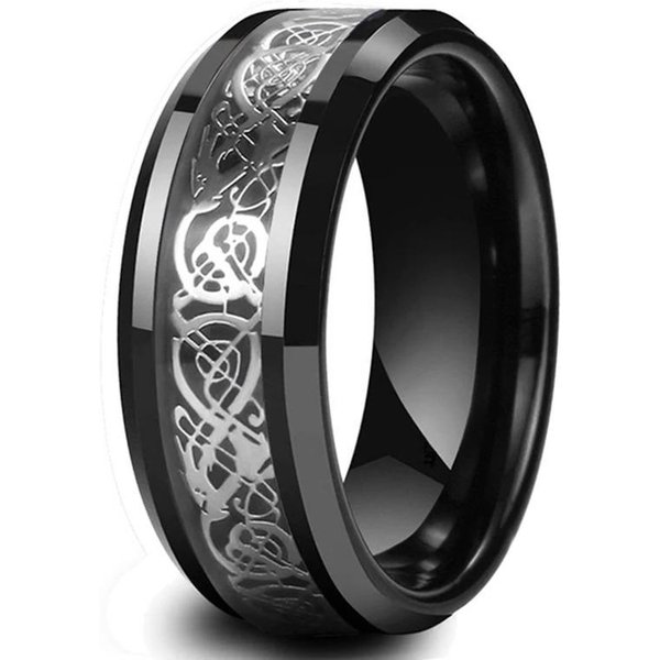 Anillos De Pareja De Moda Para Mujer Con PedreríA Roja Anillos De Circonita Set Anillos De DragóN Celta De Acero Inoxidable Para Hombre JoyeríA De Alianza De Boda 8-image