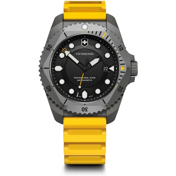 Victorinox Dive PRO Titanio Negro Amarillo Caucho Amarillo 241992 Reloj Para Hombre, Caja, Esfera, Correa, Cuarzo, Resistente Al Agua, Reloj De Buceo, AnalóGico, Elegante,-image