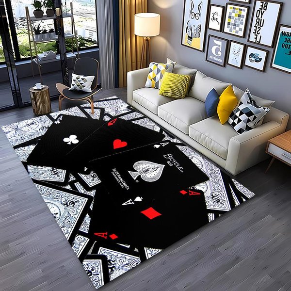 Dywan Z Motywem Pokera AntypośLizgowy MięKki Dywanik Do Salonu Sypialni Przedpokoju DłUgi Pas Alfombra WystróJ Domu 60*90Cm-image
