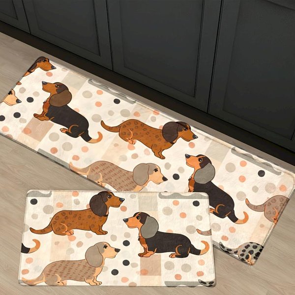 Uroczy Jamnik Dywanik Do Kuchni Dywanik Do Przedpokoju AntypośLizgowy Dywanik Z Nadrukiem Psa KreskóWka Dekoracja Domu 40X120Cm 16X47Inch-image