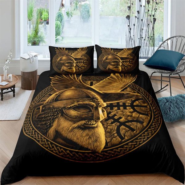 Cultura GermáNica NóRdica Vikinga Lobo Celta ColeccióN De Ropa De Cama NiñOs NiñAs TamañO Twin Queen Funda NóRdica Funda De Almohada Cama NiñOs Adulto EU Single(135X200Cm)-image
