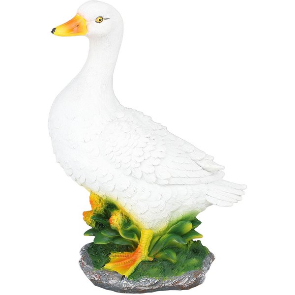 DecoracióN De Figurita De Pato SimulacióN Impermeable Resina Escultura De Animal Adorno Para JardíN CéSped M White-image