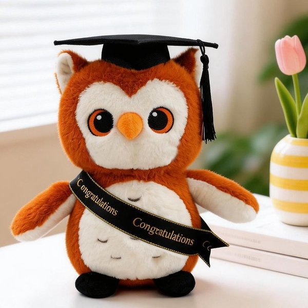 Vestido De 23 Cm Con Cinta, Peluche De BúHo De Dibujos Animados, Relleno, GraduacióN, Licenciado, Doctor, Mascota Animal, Peluche Souvenir, Regalo Para CompañEro De Clase 23Cm-image