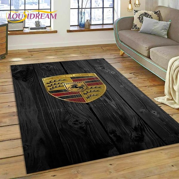 Dywanik Z Logo Samochodu P-Porsche Drukowany 3D Do Salonu Sypialni Wystroju Domu, Mata PodłOgowa AntypośLizgowa Pod Sofę Wycieraczka Prezent Dla Dzieci Do Zabawy 80X120Cm( 31X47In)-image