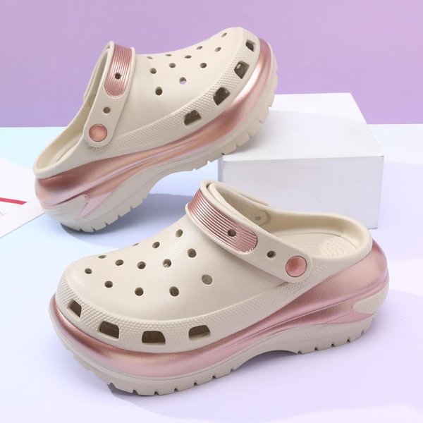 Grube Platformowe Chodaki Buty Dla Kobiet Gruba Podeszwa AntypośLizgowe SandałY Na PlażE Kobieta Lato Top Moda Koturny SandałY Klapki Eva 39 Khaki-image