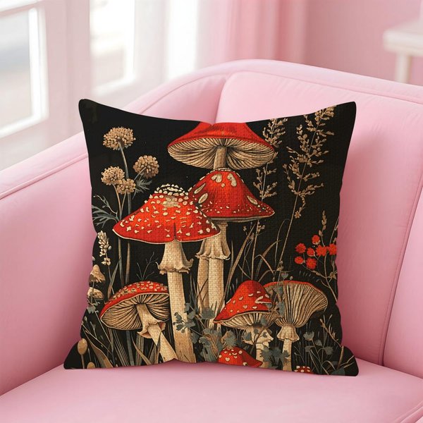 Ilustracje GrzybóW Poszewka Na Poduszkę Naturalna PośCiel Poszewka Na Poduszkę Dwustronny Nadruk Dekoracyjna Poszewka Na Poduszkę Sofa WystróJ Domu Prezent 30X30Cm-image