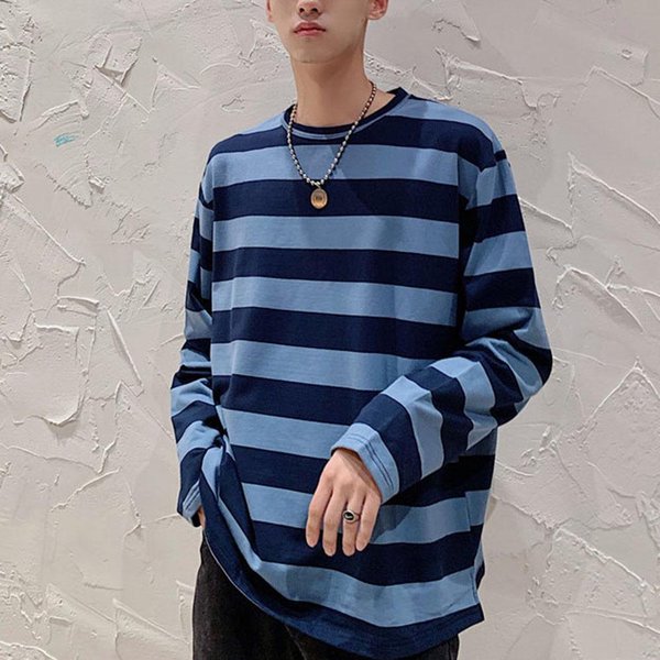 Camisetas A Rayas De Primavera Y OtoñO Para Hombre, Camisetas Casuales De Manga Larga, JerséIs Holgados Para Hombre, Camisetas De Invierno Para Hombre, Ropa Para Hombre 5XL Gray-image