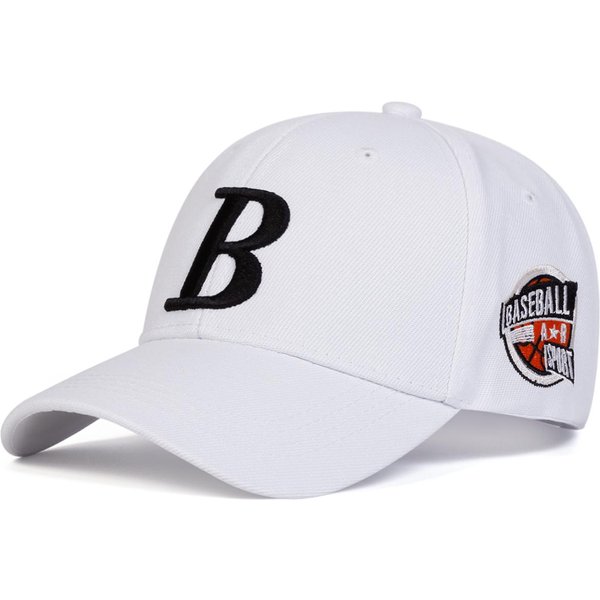 Unisex Czapki Z Haftem Litery B Po Bokach Koszykarskie Baseballowe Wiosna Jesień Outdoor Regulowane Codzienne Czapki Czapka ChroniąCa Przed SłOńCem White-image