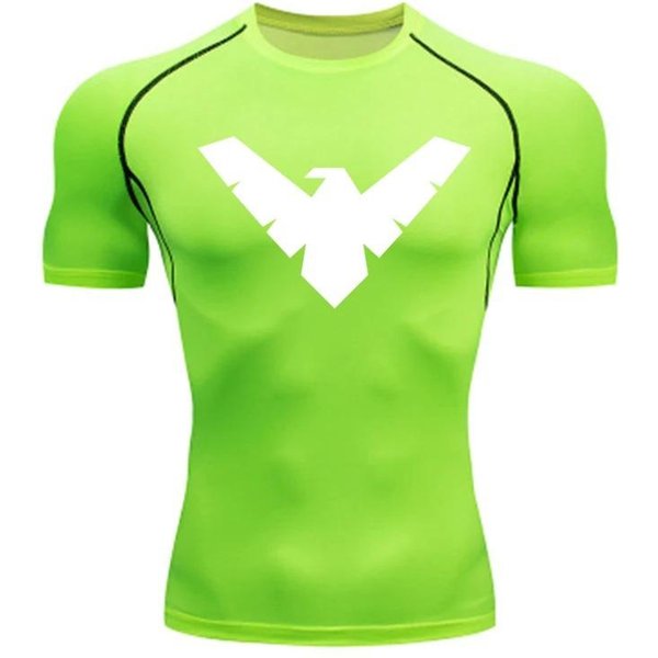 Letnia Koszulka Kompresyjna Z KróTkim RęKawem MęSka Top Sportowy Koszulka Do Biegania SzybkoschnąCa SiłOwnia Trening 5XL Green-image