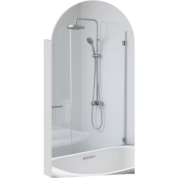 ŁUkowa Szafka łAzienkowa Z Lustrem I Regulowanymi Szklanymi PółKami - BiałA 40 X 12 X 80 Cm-image