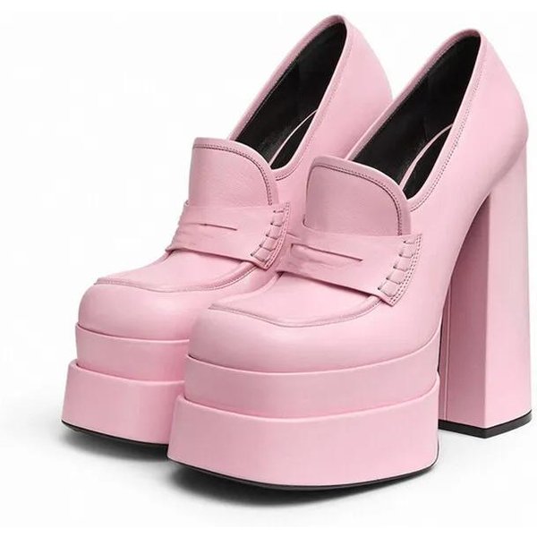Moda PodwóJna Wodoodporna Platforma Gruby Obcas Mary Jane Buty Na Wysokim Obcasie Moda Kwadratowy Nosek PłYtkie WycięCie Dojazdy Kobiety Pojedyncze Buty 34-image