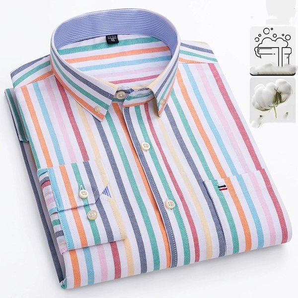 Wiosenna I Jesienna Koszula MęSka Oxford Spun BawełNiana Koszula Z DłUgim RęKawem Casualowa Slim Krata Casualowa Koszula BawełNiana M Gray-image
