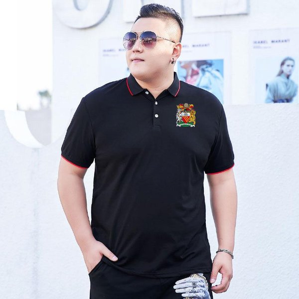 Camiseta De Manga Corta Con Solapa Holgada Y Cuello Redondo Para Hombre Gordo, Talla Grande, Talla Grande, Polo Para Hombre Gordo, Top Popular De Gran TamañO 7Xl 5XL White-image