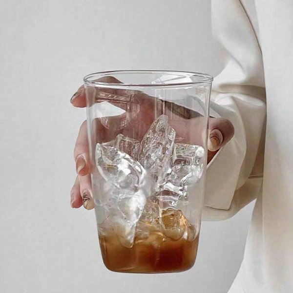 1 Taza Creativa De Vidrio De Borosilicato Alto, Taza Transparente Simple Para Café O Leche One-Size Puro-image