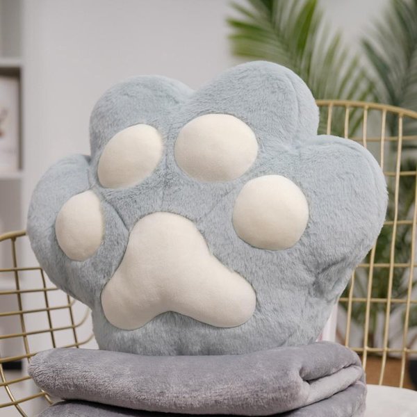 Kawaii ZwierząTko ŁApa NiedźWiedzia Poduszka Urocza Pluszowa ŁApa Kota Ogrzewacz Do RąK Pluszowy Koc WystróJ Domowego KrzesłA Prezent Dla Dzieci 40X35Cm With Blanket-image