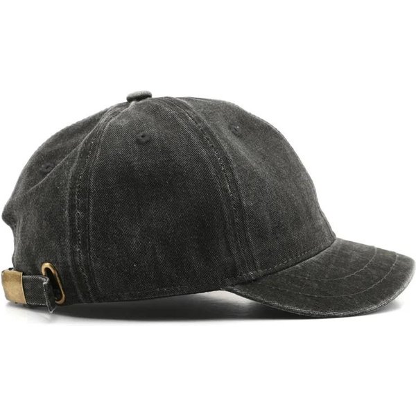 Retro Czapki Baseballowe Z KróTkim Daszkiem Dla MężCzyzn I Kobiet, Jednokolorowe, Regulowane, Outdoorowe Czapki PrzeciwsłOneczne, BawełNiane Czapki Streetwearowe, Czapki Hip-Hopowe Adjustable Czarny-image