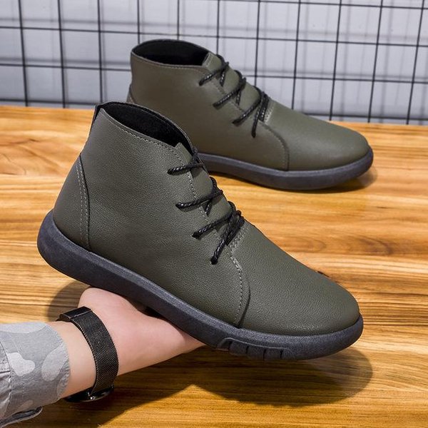 Zapatos Casuales Para Hombre, Botas De Suela Gruesa Para Hombre, Zapatos De Cuero De CañA Alta, Zapatos De Moda Para Hombre, Suela Redonda, CañA Baja, Nuevos Zapatos Para Hombre 41-image