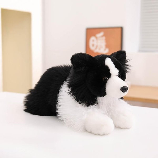 Urocza Pluszowa Zabawka SymulująCa Psa Border Collie, Wypchana, SiedząCa, StojąCa, LeżąCa, ZwierząTko, Szczeniak, Lalka, Towarzysz, Pluszak, Prezent 34Cm-image