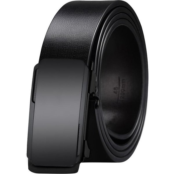 CinturóN De Hombre De Alta Gama Para Negocios De Piel De Vacuno Con Hebilla AutomáTica CinturóN Para Pantalones Para Hombres De Mediana Edad Y JóVenes 130Cm Black-image