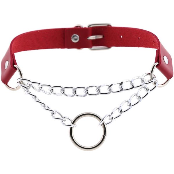 Punkowy Naszyjnik Choker Dla Kobiet Naszyjnik Goth Srebrny Kolor łAńCuszek SkóRzany Choker KołNierz Damski Chocker DziewczęCy Emo Gotycka BiżUteria Brown-image