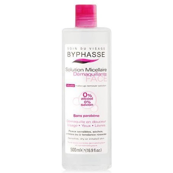 PłYn Micelarny Do DemakijażU - Byphasse - 500 Ml - SkóRa WrażLiwa - Bez MydłA - Delikatne Oczyszczanie-image