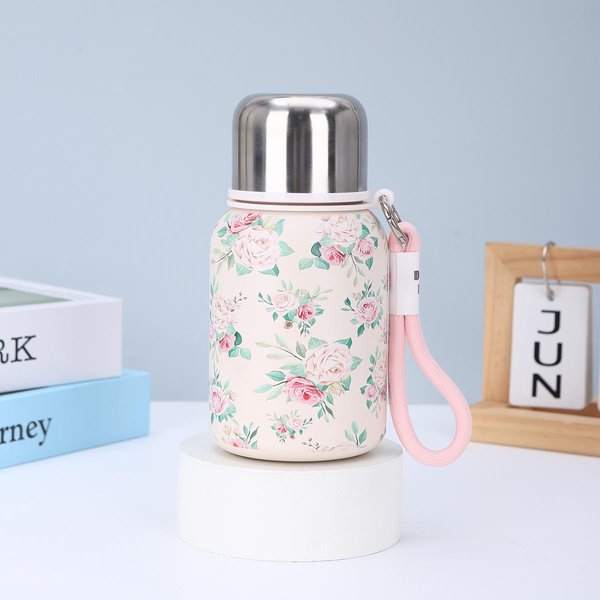 Termo De Alta Apariencia Y Gran Capacidad, Taza De Acero Inoxidable Con PatróN Delicado, Taza De Agua PortáTil Con Taza PortáTil 600Ml-image