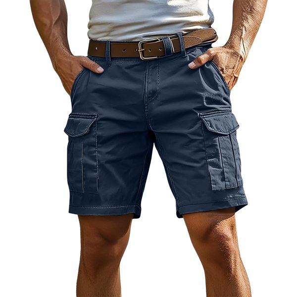 Pantalones Cortos Cargo Casuales Ligeros Para Hombre Con MúLtiples Bolsillos Corte Relajado DiseñO De Cinco Bolsillos Para Actividades Al Aire Libre Trabajo Viajes Xxxl Azul Oscuro-image