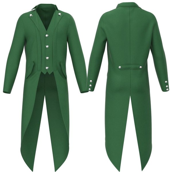 Traje De Chaqué Retro Para Hombre Chaqueta GóTica Steampunk Chaqueta Larga Victoriana Frac Cosplay Masculino Un BotóN Uniforme Golondrina L Verde-image