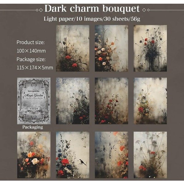30 Sztuk Vintage INS Papier Dekoracyjny DIY PamięTnik Album Materiał Do Scrapbookingu Papier TłA RęCznie Robiony śMieci Dziennik Dostaw Gray-image