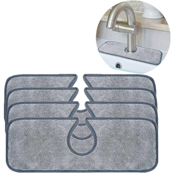 2/4 Piezas Alfombrilla Absorbente Para Grifo Protector Contra Salpicaduras De Fregadero Microfibra Atrapasalpicaduras Para Grifo Almohadillas De Secado Plato Gray-image