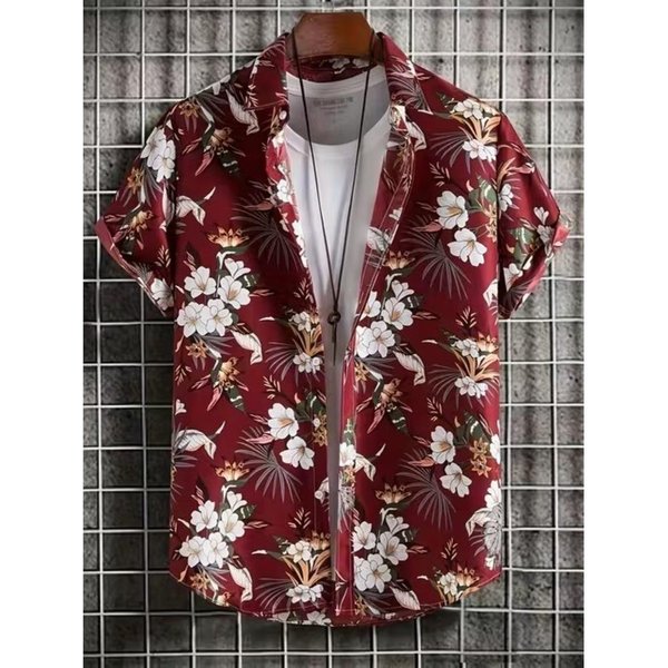 MęSka Koszula Z Retro Wzorem I Nadrukiem 3D Zapinana Na Guziki Koszula Casualowa Koszula Letnia KróTki RęKaw Codzienna Odzież Wakacyjna 7XL Black-image