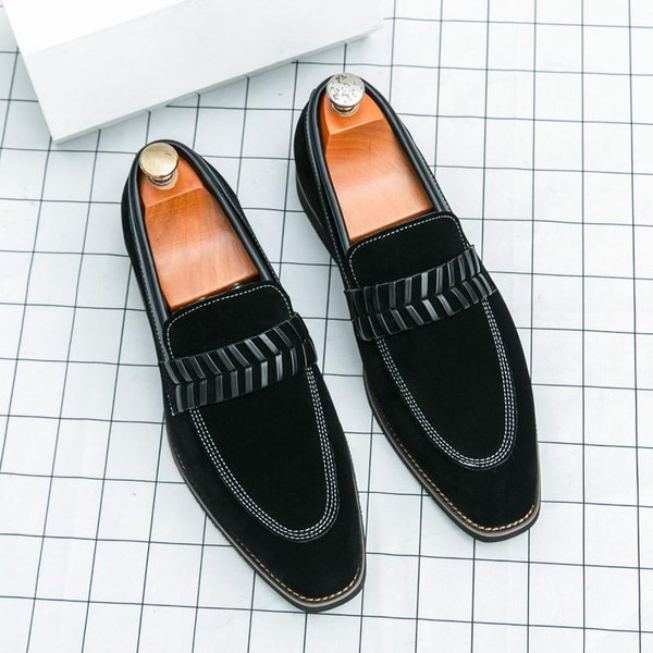 Zapatos Formales Verdes Para Hombre, Mocasines Con Borlas Aterciopeladas, Sin Cordones, Punta Redonda, Para Fiesta, Boda, Talla 38-48 38 Negro-image