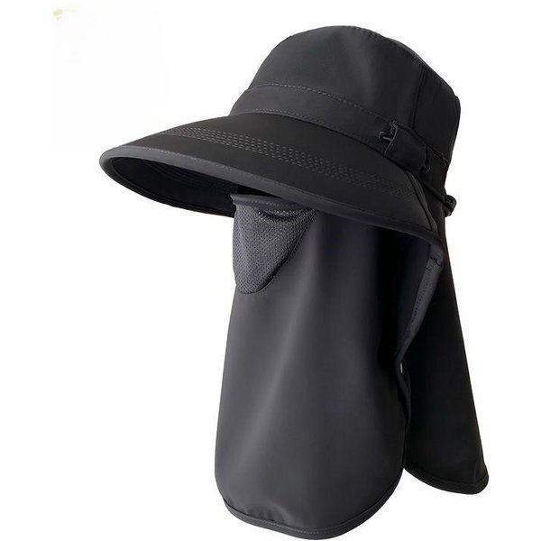 Mascarilla De Verano Transpirable Con ProteccióN UV Para El Cuello Sombrero Para El Sol De Ala Ancha Sombrero Para El Sol De Cobertura Total Sombrero De ProteccióN Solar Para Exteriores 52-58Cm Black-image