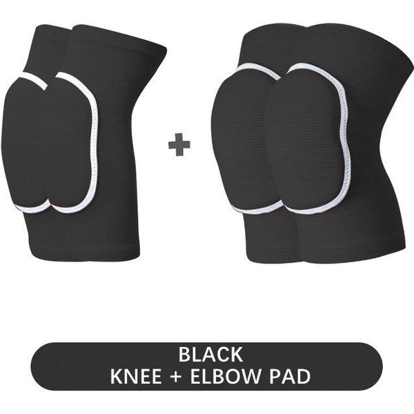 4 Piezas/Set Rodilleras Y Coderas Gruesas Ideales Para NiñOs Mujeres NiñOs Rodilleras De Esponja Baile Ciclismo Voleibol Baloncesto FúTbol Protector S/M Black-image