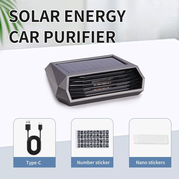 Solarny Oczyszczacz Powietrza Do Samochodu, Oczyszczacz Tlenu, Generator Ozonu, Usuwanie Dymu, Dezodorant Z Jonami Ujemnymi I Tymczasową Tablicą Rejestracyjną-image