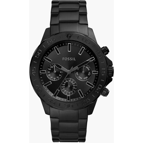 Reloj De Cuarzo Para Hombre Fossil De Negocios - Triple Esfera, Esfera Negra Y Correa De Acero Inoxidable Negra BQ2587 Negro-image