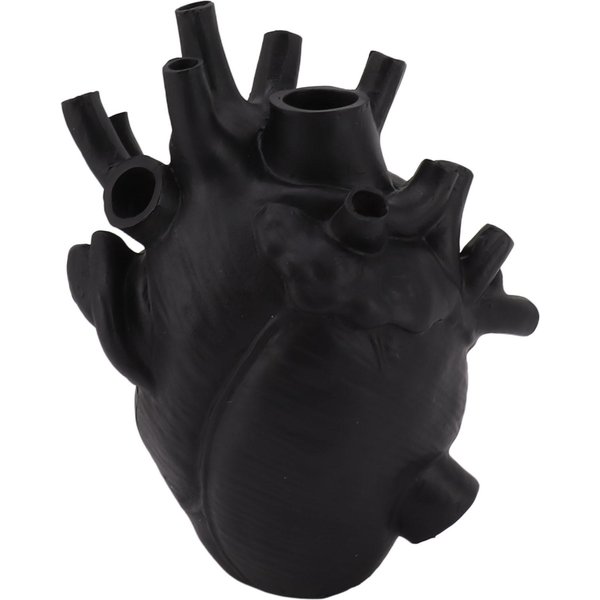 JarróN Con Forma De CorazóN Decorativo Moderno Resina Exquisita Maceta Para Hogar Oficina Dormitorio Boda Negro-image