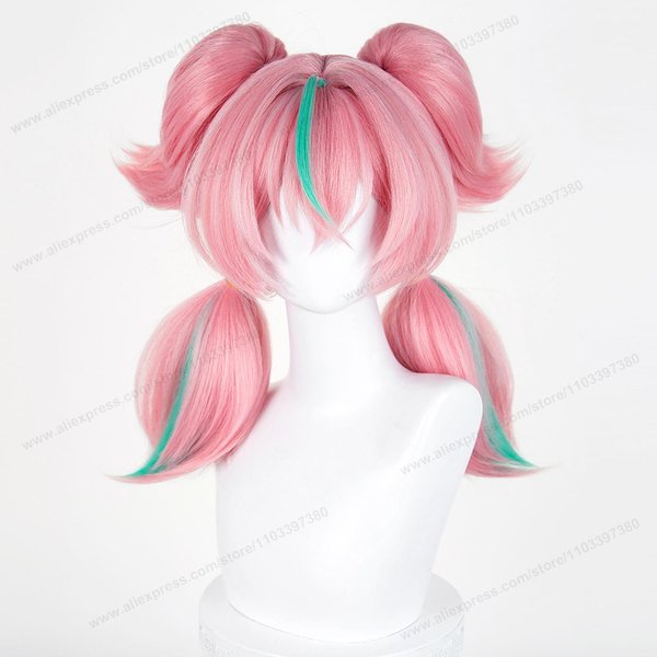 Peluca Cosplay ZZZ Aria 52Cm Cabello Corto De Mujer Peluca De Cosplay Anime Halloween Pelucas SintéTicas Resistentes Al Calor Pink-image