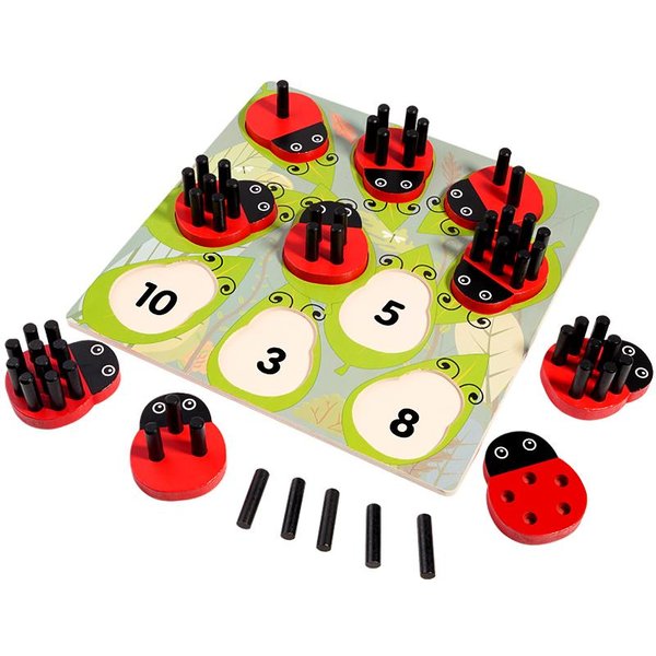Juego De Contar Con Mariquitas Montessori Juguetes MatemáTicos Para NiñOs PequeñOs Aprendiendo NúMeros Y Cantidades Emparejamiento Juguetes Educativos Sensoriales Yellow-image