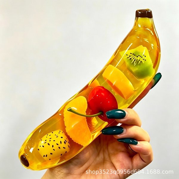 Jumbo Banan Squishy Zabawka Do łAgodzenia Stresu Przezroczysty ŻElowy Wyciskany Zabawka Owocowy WypełNiony MięKki Sensoryczny Fidget Zabawka Dla Dzieci DorosłYch Yellow-image