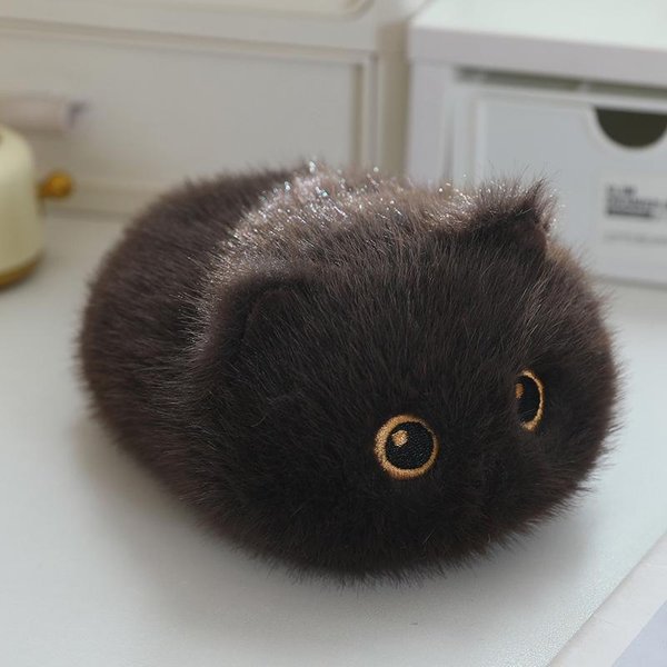Urocza Pluszowa Zabawka Kot MięKki Puszysty Mini Kot Pluszak Kawaii OkrąGłY Pluszak Kotek Dla Dziewczynek Prezent Urodzinowy Ukojenie Lalka Dekoracja Torby 18Cm-image