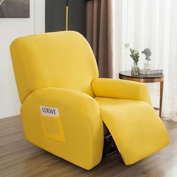 Funda De Sofá Reclinable Impermeable Para Sala De Estar, Funda Protectora EláStica Para SillóN Reclinable, 4 Piezas Amarillo-image