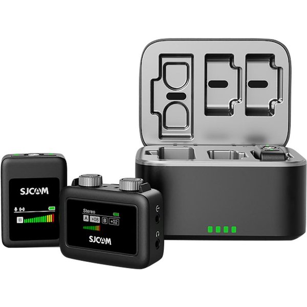 Sistema De MicróFono InaláMbrico Sjcam M1 Con 1 Receptor Y 2 MicróFonos Pantalla LCD TransmisióN De 50M 1 Receiver & 2 Microphones Negro-image