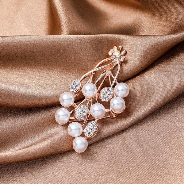 Broches De Flores De Perlas De Lujo De Moda Shmik Para Mujer Insignias Elegantes Exquisitas Cristal JoyeríA Para Ropa Boda Fiesta Alfiler De Broche Brown-image