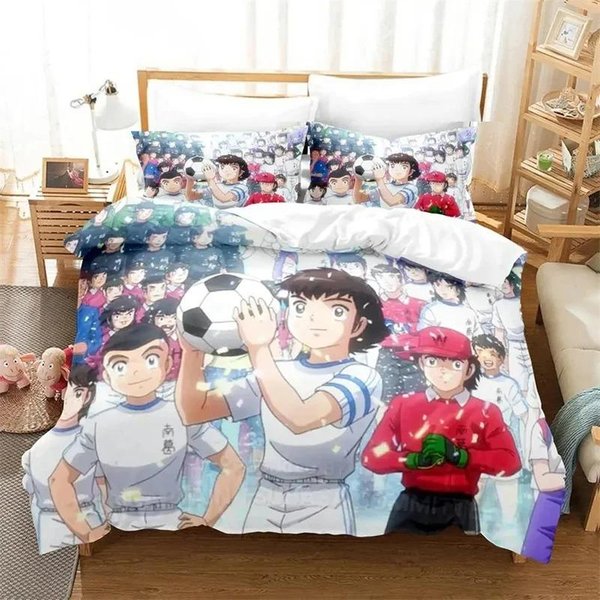 Kolekcja PośCieli Anime Kapitan Tsubasa Poszewka Na KołDrę KołDra Kolekcja PośCieli Poszewka Na KołDrę Poszewka Na Poduszkę Rozmiar KróLewski KróLowej BliźNiaczy ChłOpcy Dziewczynki DorośLi 70X133Cm 2Pcs-image
