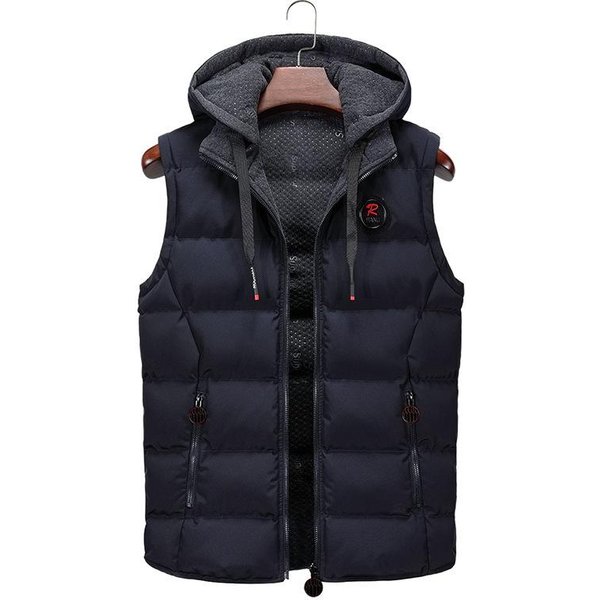 Chaleco Con Capucha Para Hombre Nuevo Chaleco De Invierno Para Hombre Chaleco De Plumas Chaleco Casual Para Hombre Chaqueta Sin Mangas Chaleco Con Capucha Para Hombre S Black-image